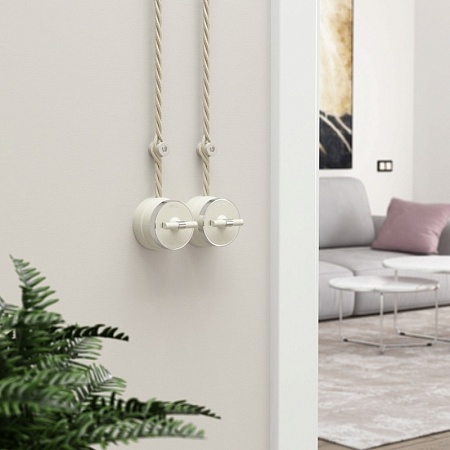 Выключатель на 4 положения двухклавишный Vintage слоновая кость матовый/хром W5822055 - фото