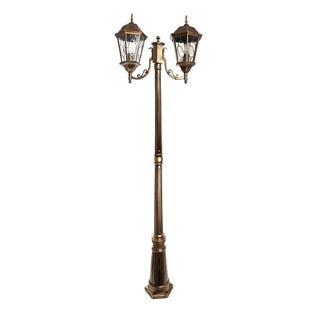 Светильник садово-парковый Feron PL157 шестигранный, столб  2*60W E27 230V, черное золото - фото