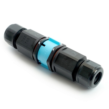 Соединитель-коннектор LD540  разъемный с замком 3-контактный, с пружинным контактом IP68, черный - фото