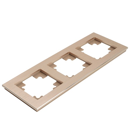 Рамка 3-местная, металл, ,STEKKER, MFR00-7003-02, серия Катрин, шампань - фото