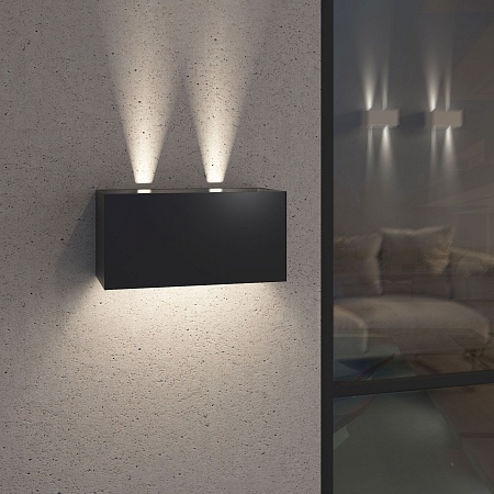 Уличный настенный светодиодный светильник WINNER DOUBLE LED IP54 35137/W черный Elektrostandard - фото