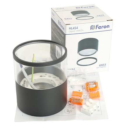 Светильник потолочный Feron HL454 HALO 12W, 230V, GX53, черный - фото