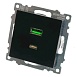 Розетка 2-местная USB + type C (механизм), STEKKER GLS10-7116-05, 250B, 3А, серия Катрин, черный - фото