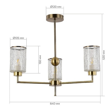 Светильник потолочный Бронза/Прозрачный E27 3*60W SLE1046-302-03 - фото