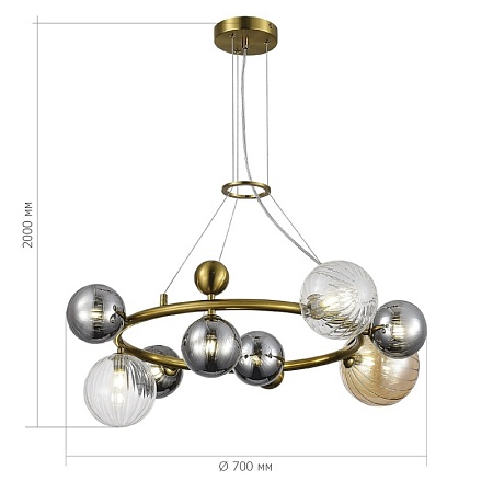 Светильник подвесной ST-Luce Латунь/Янтарный,Дымчатый,Прозрачный G9 8*5W 4000K SL1515.303.08 - фото