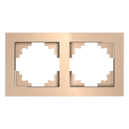 Рамка 2-местная, стекло, STEKKER, GFR00-7002-02 , серия Катрин, шампань - фото