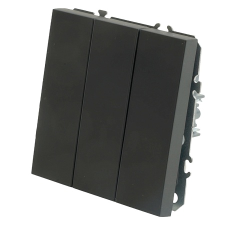 Выключатель 3-клавишный (механизм), STEKKER, 250В, 10А, серия Эмили, RSW10-5108-05, черный уголь, soft touch - фото