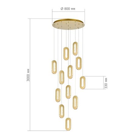 Светильник подвесной ST-Luce Золотистый/Золотистый, Прозрачный LED 12*9W 3000K SL6506.203.12 - фото