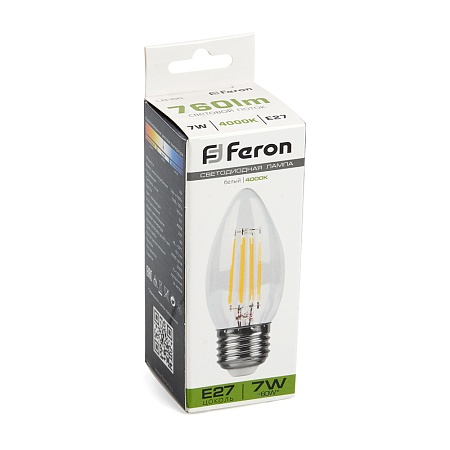 Лампа светодиодная Feron LB-66 Свеча E27 7W 230V 4000K - фото