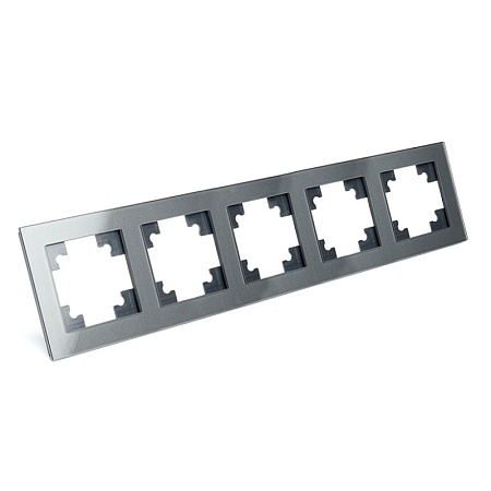 Рамка 5-местная, стекло, STEKKER, GFR00-7005-05,серия Катрин, черный - фото