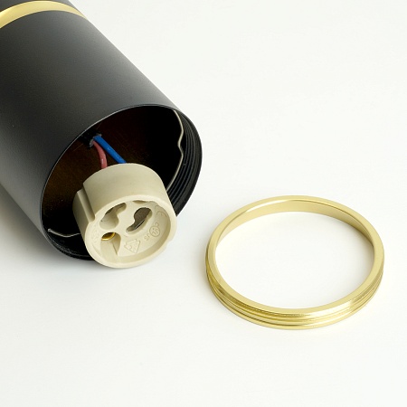 Светильник потолочный Feron ML1868  Barrel ZEN levitation на подвесе MR16 35W, 230V, чёрный, золото 55*180 - фото