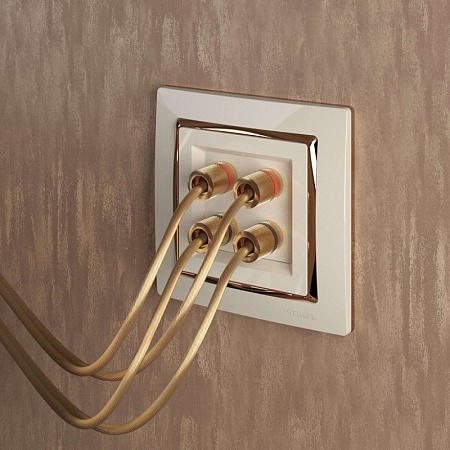 W0011932/ Рамка на 1 пост Snabb (слоновая кость/золото) - комплект 2 шт. W0011932 - фото