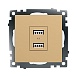 Розетка 2-местная USB (механизм), STEKKER, GLS10-7115-08, 250В, 2,1А, серия Катрин, золото - фото