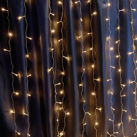Светодиодная гирлянда Feron CL18 занавес 1,5*1,5м + 3м 2700К статичная, c питанием от сети 230V, белый шнур - фото