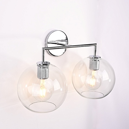 Бра Rh Utilitaire Globe Shade Double Sconce Silver Imperiumloft 123274-22 - фото