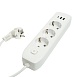 Удлинитель 3-местный c/з 3x1 мм2, 1,8 м, 250В, 10А, 2USB+1Type-C 2,4А, серия Home plus, белый STEKKER HM08-33-02 - фото