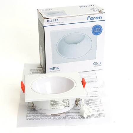 Светильник встраиваемый Feron DL3112 потолочный MR16 G5.3 белый - фото