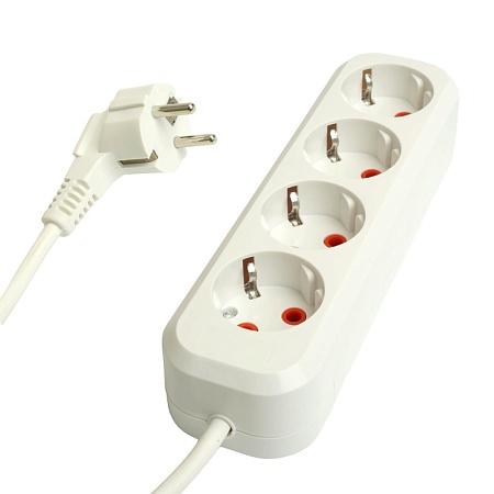 Удлинитель  четырехместный c/з STEKKER HM06-40-05 3x1мм2, 5м, серия Home (У10-429), белый - фото