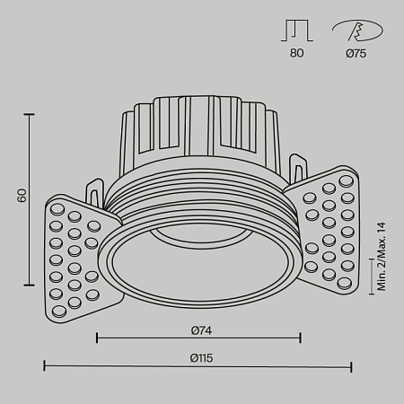 Встраиваемый светильник Technical Round DL058-12W2.7K-TRS-B - фото