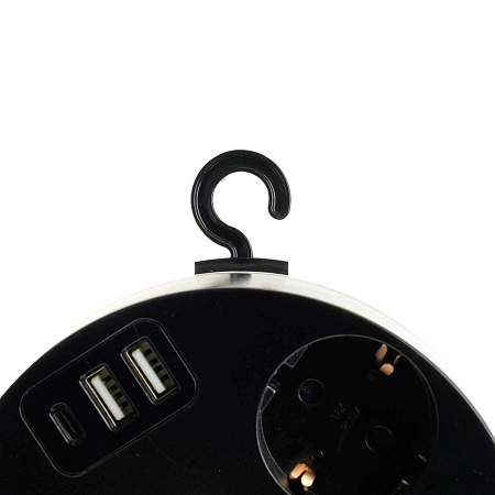 HM10-51-01 Удлинитель 5-местный с/з, 3x1мм2, 2.5м, 250В, 16А, 2USB+С 5V 3,1А, серия Comfort, черный - фото