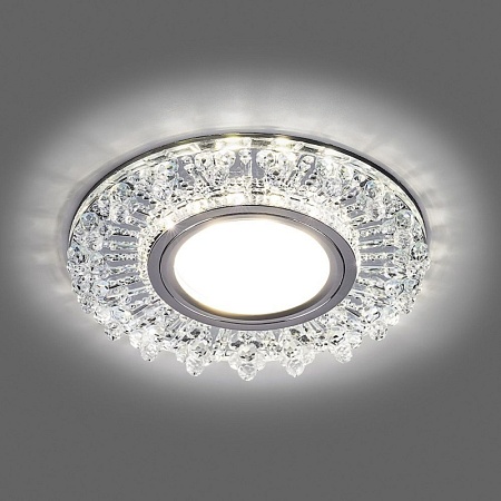 Светильник встраиваемый с LED подсветкой Feron CD944 потолочный MR16 G5.3 прозрачный, хром - фото