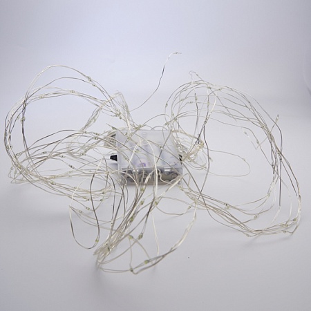 Светодиодная гирлянда Feron CL53 2м + 1м теплый белый,статичная, с питанием от батареек, прозрачный шнур - фото