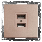 Розетка USB 2-местная (механизм), STEKKER GLS10-7115-02, 250B, 2,1A, серия Катрин, шампань