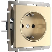 Розетка с заземлением шампань WL11-SKG-01-IP20