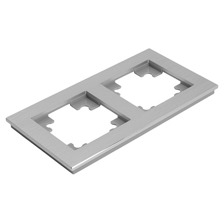 Рамка 2-местная, металл, STEKKER, MFR00-7002-03 , серия Катрин, серебро - фото