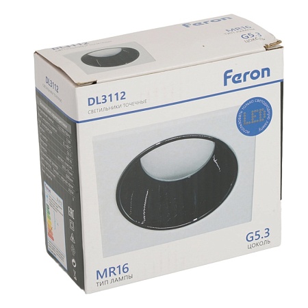 Светильник встраиваемый Feron DL3112 потолочный MR16 G5.3 белый + черный хром - фото