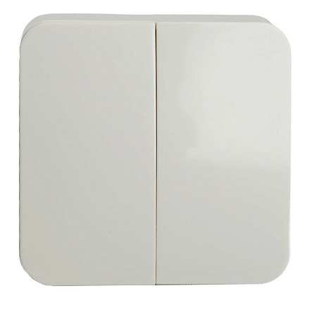 Выключатель открытой установки 2-клавишный, STEKKER, 250В, 10А, IP20, серия София, белый, MSW10-20-01 - фото