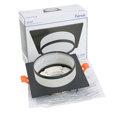 Светильник встраиваемый Feron DL501 потолочный GX53 черный квадрат - фото