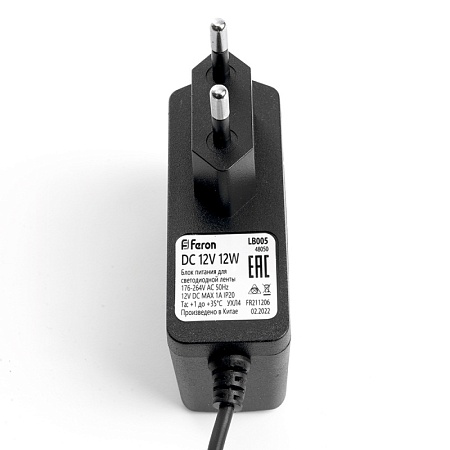 Трансформатор электронный для светодиодной ленты 12W 12V (драйвер), LB005 FERON - фото