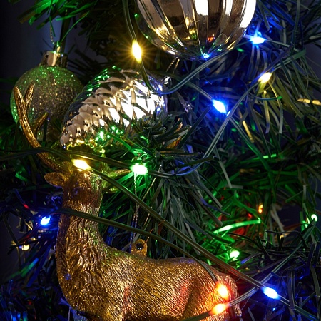 Светодиодная гирлянда Feron CL580 линейная Роса (на плоском проводе) 220V мультиколор c питанием от сети - фото