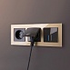 Выключатель двухклавишный проходной с подсветкой серо-коричневый WL07-SW-2G-2W-LED - фото