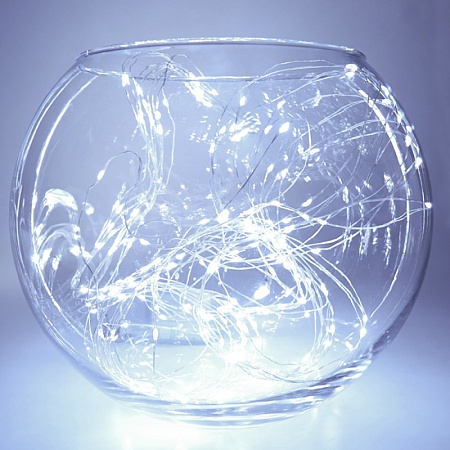 Светодиодная гирлянда Feron CL53  10 веток *20LED, 2м + 1м белый,статичная, с питанием от батареек, прозрачный шнур - фото