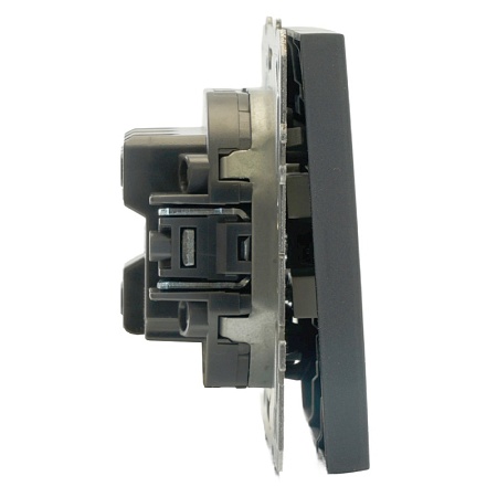 Выключатель 3-клавишный (механизм), STEKKER, 250В, 10А, серия Эмили, RSW10-5108-05, черный уголь, soft touch - фото