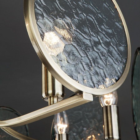 Потолочная люстра с деталями из витражного стекла 60073/8 античная бронза - фото