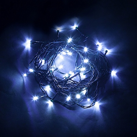 Светодиодная гирлянда Feron CL02 линейная 2м +1.5м 230V синий, c питанием от сети, контроллером, зеленый шнур - фото