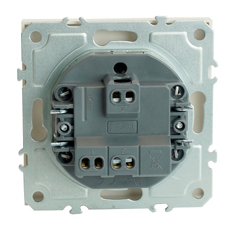Переключатель 1-клавишный (механизм), STEKKER, 250В, 10A, серия Эмили, RSW10-5105-01, белый фарфор, soft touch - фото