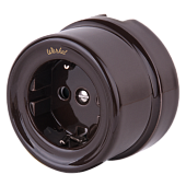 Розетка с заземлением коричневая ретро WL18-03-01