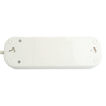Удлинитель трехместный с/з  с выключ. STEKKER HM07-31-03 3x1мм2, 3м, серия Home (У16А-002), белый - фото