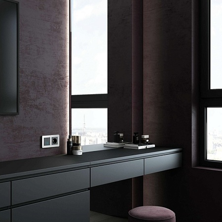 Рамка из металла на 2 поста Platinum алюминий W0022606 - фото