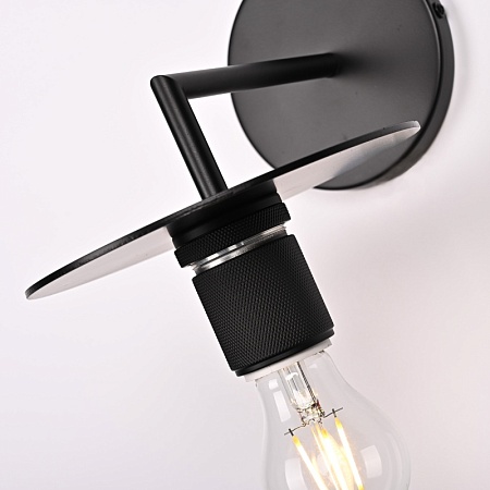 Бра Rh Utilitaire Knurled Disk Shade Sconce Black Imperiumloft 123281-22 - фото