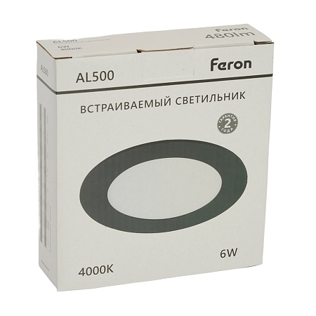 Светодиодный светильник Feron AL500 встраиваемый 6W 4000K черный - фото