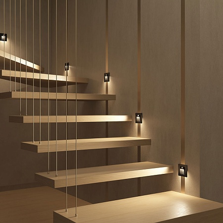 DK1020-BK Светильник встраиваемый в стену c датчиком движения, IP 20, LED 3000, 1 Вт, черный, пластик - фото