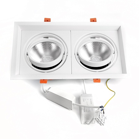 Светодиодный светильник Feron AL202 карданный 2x20W 4000K 35 градусов ,белый - фото