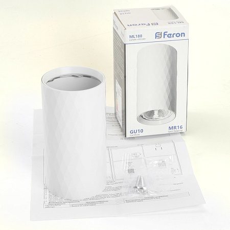 Светильник потолочный Feron ML188 Barrel PRISM MR16 GU10 35W 230V, белый - фото