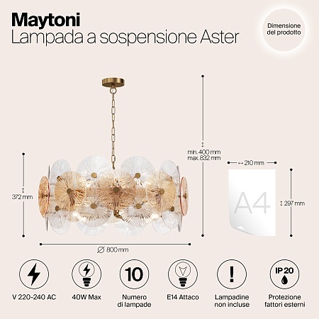 Подвесной светильник Maytoni Aster MOD007PL-10G - фото