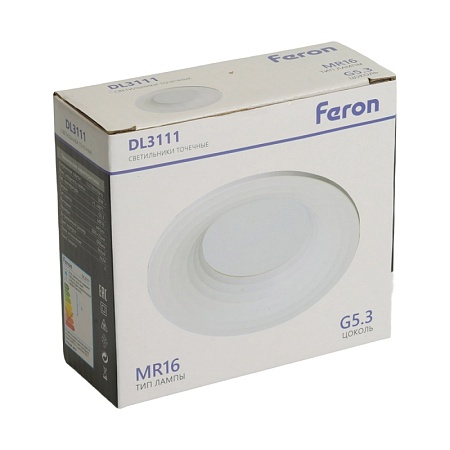 Светильник встраиваемый Feron DL3111 потолочный MR16 G5.3 белый - фото